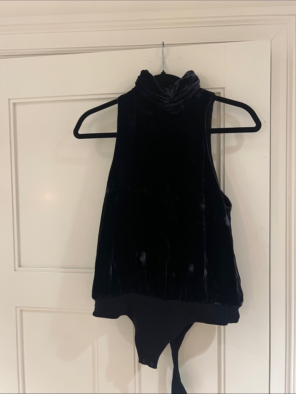 Joie Black Velvet Mock-Neck Bodysuit
